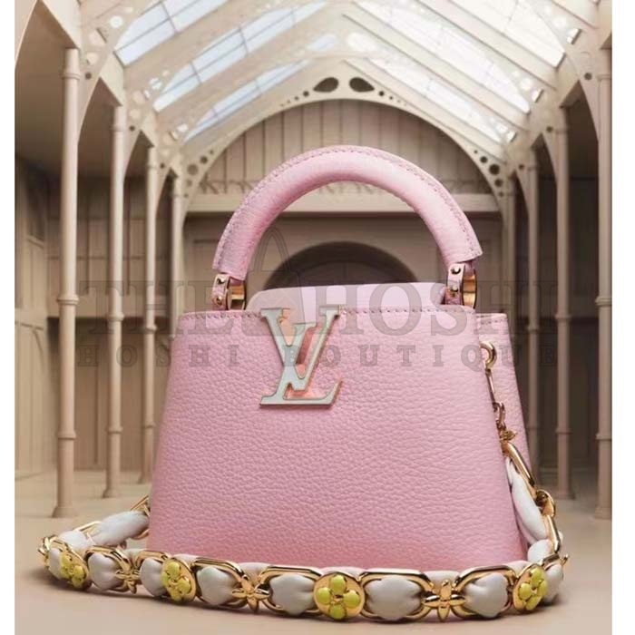 L0vis Vvtt0n LV Women Capucines Mini Handbag Jasmine Pink Taurillon Leather Master Quality