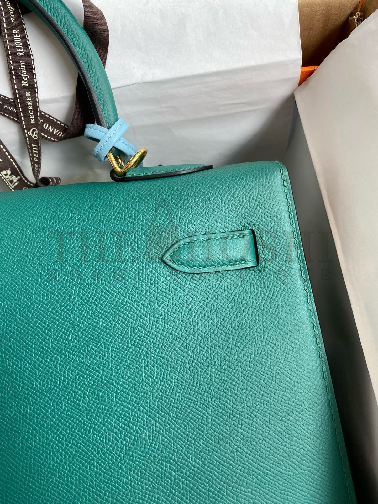 H**me5 Kelly Sellier 35 Handmade Bag In Malachite Epsom Calfskin Master Quality