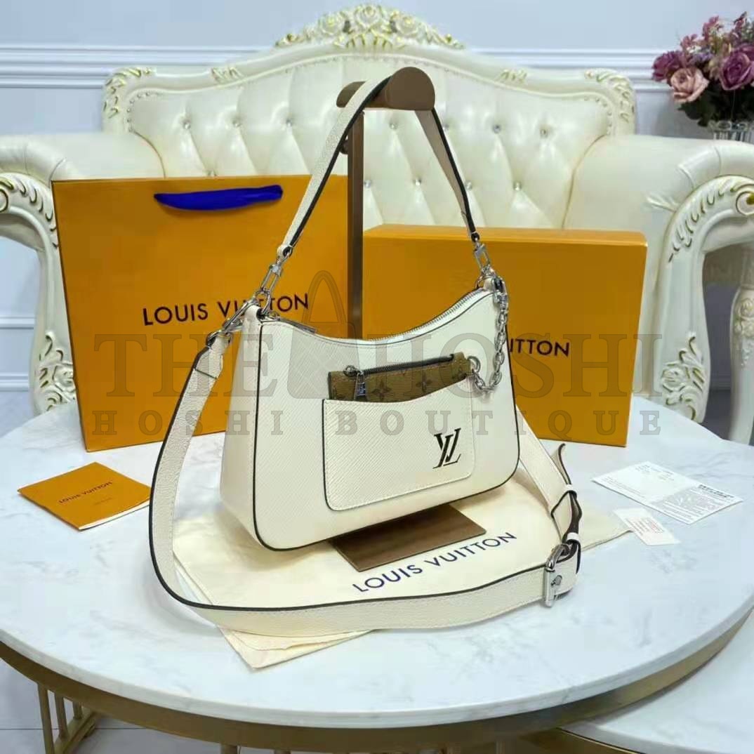 L0vis Vvtt0n LV Women Marelle Handbag Beige Epi Grained Cowhide Leather Canvas Master Quality