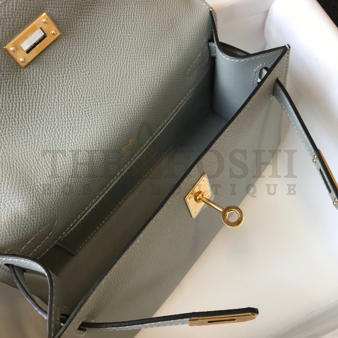 H**me5 Kelly Pochette Clutch Bag In Blue Glacier Epsom Leather Master Quality