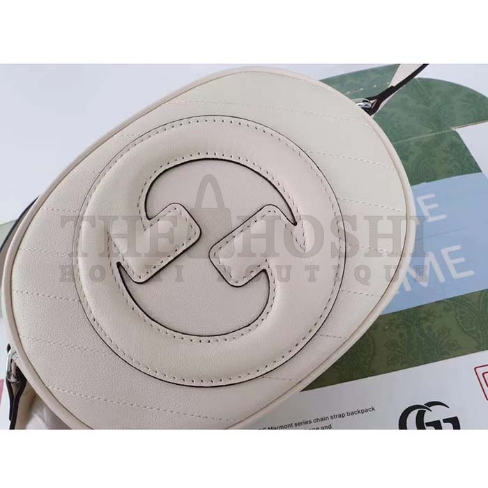 Gvc*1 Women GG Blondie Mini Shoulder Bag White Leather Round Interlocking G Patch Master Quality