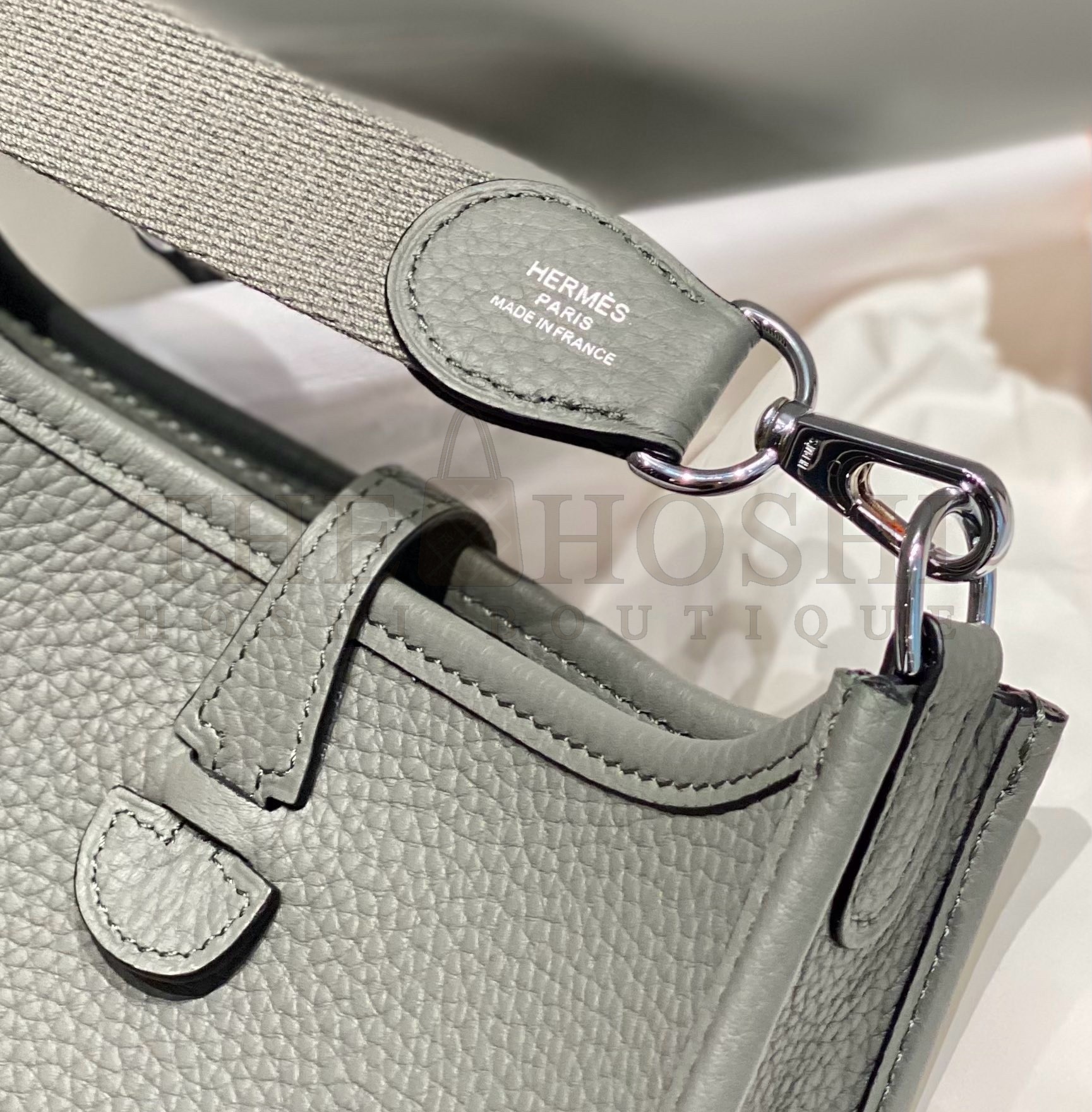 H**me5 Evelyne III TPM Bag In Gris Meyer Clemence Leather Master Quality