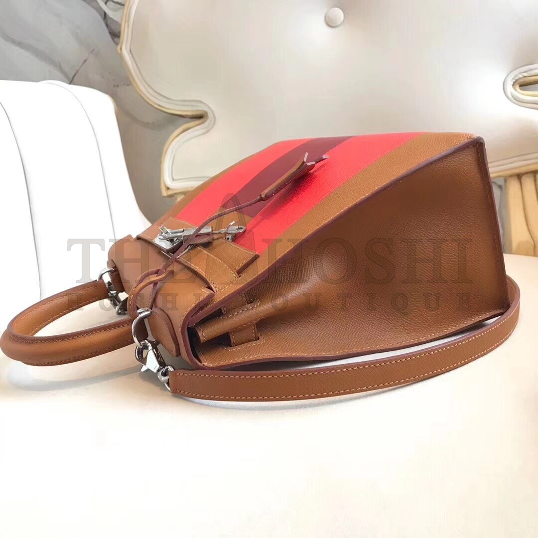 H**me5 Multicolor Stripes Kelly 28cm Gold Bag Master Quality