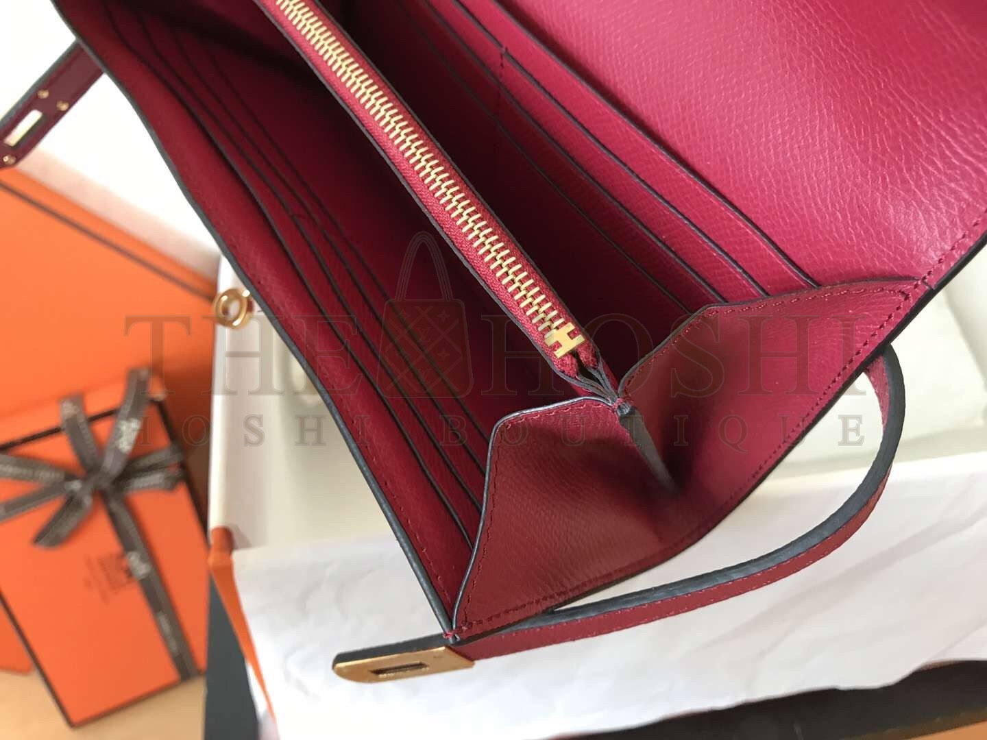 H**me5 Kelly Classic Long Wallet In Ruby Epsom Leather Master Quality