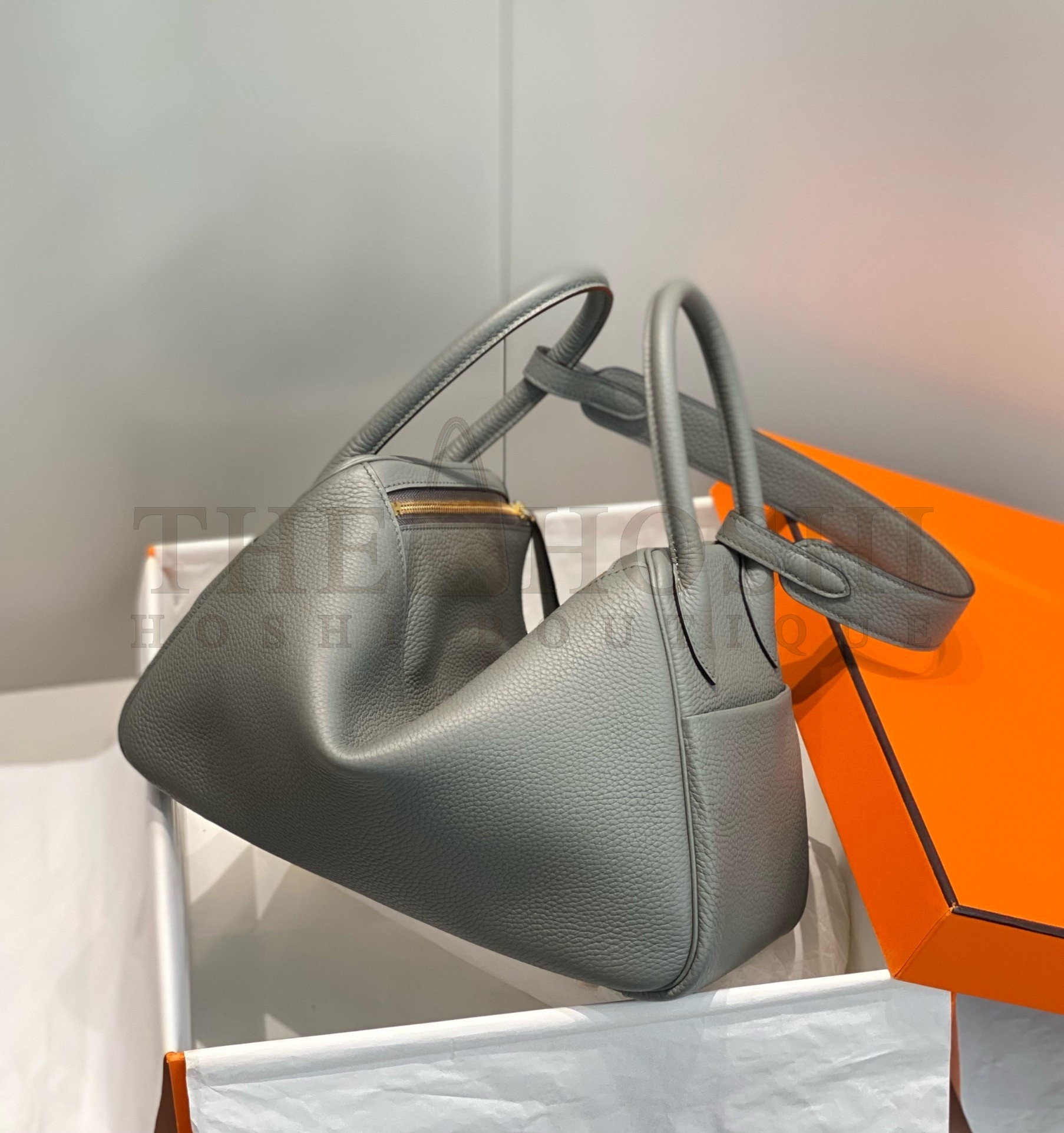 H**me5 Lindy 30cm Bag In Gris Meyer Clemence Leather GHW Master Quality