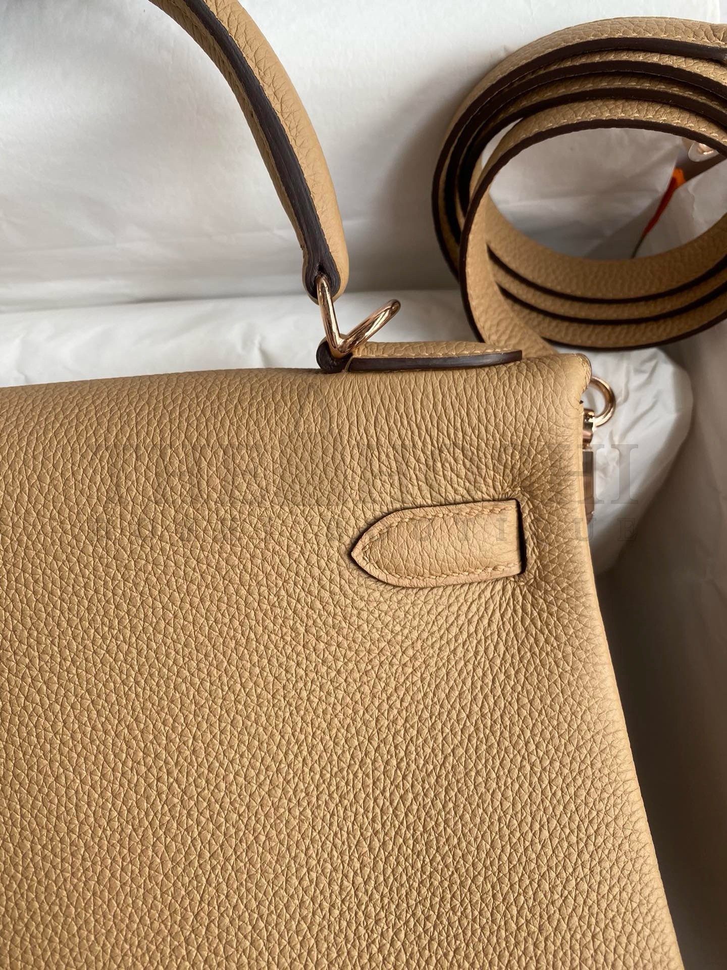 H**me5 Kelly Retourne 28 Handmade Bag In Chai Clemence Leather Master Quality