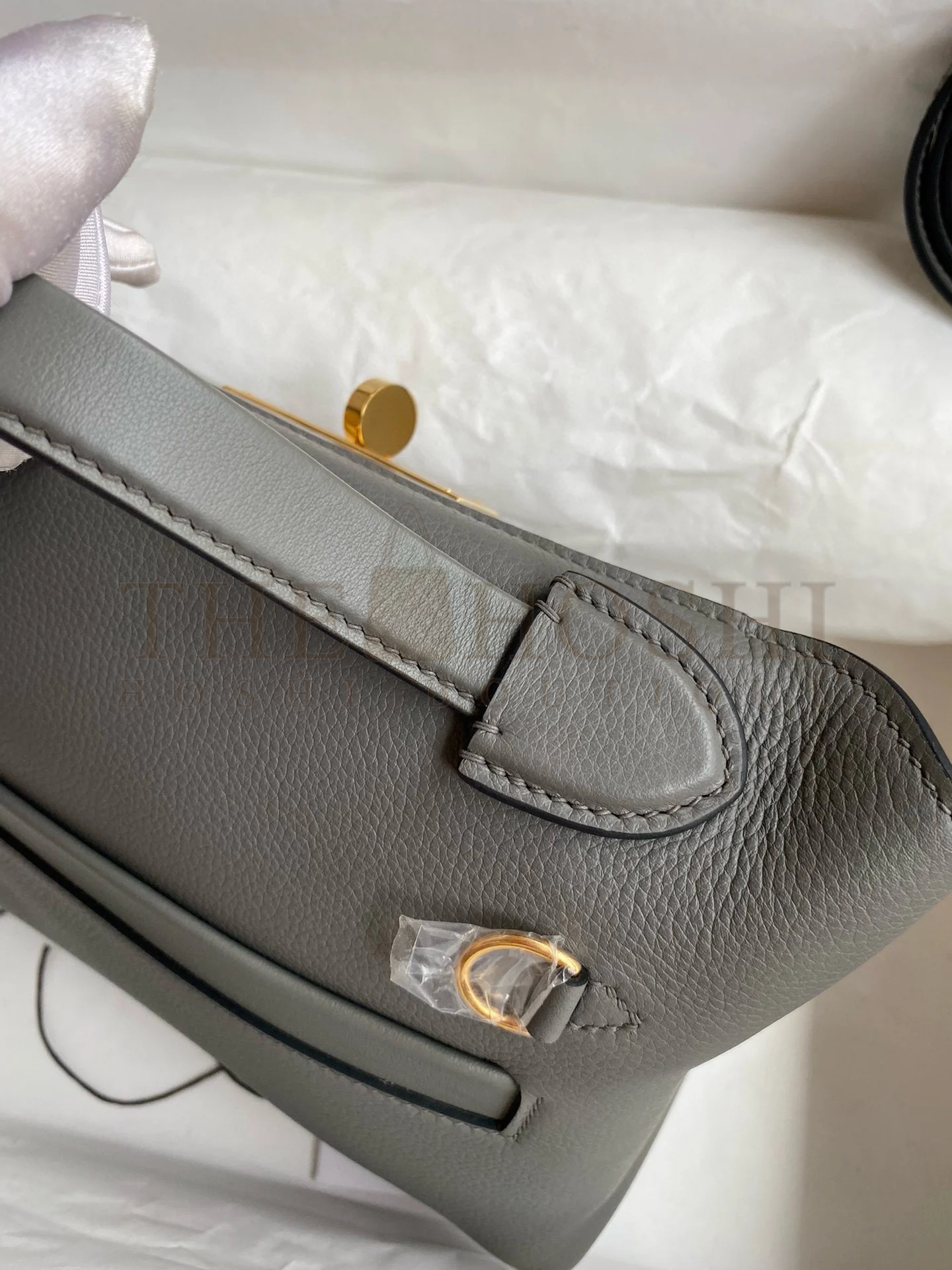 H**me5 24/24 Mini 21 Handmade Bag in Gris Meyer Evercolor Leather Master Quality