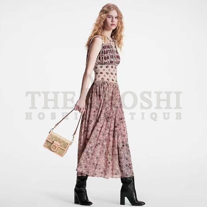 L0vis Vvtt0n LV Women Mini Dauphine Handbag Beige Monoglam Coated Canvas Master Quality