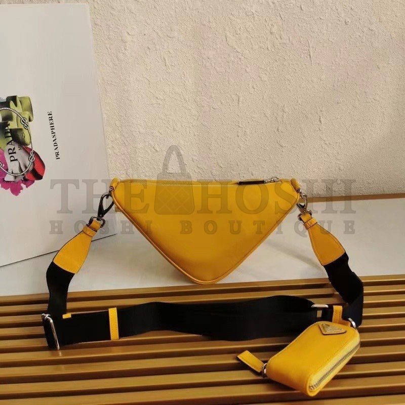 Pra*a Triangle Shoulder Bag In Yellow Leather Master Quality
