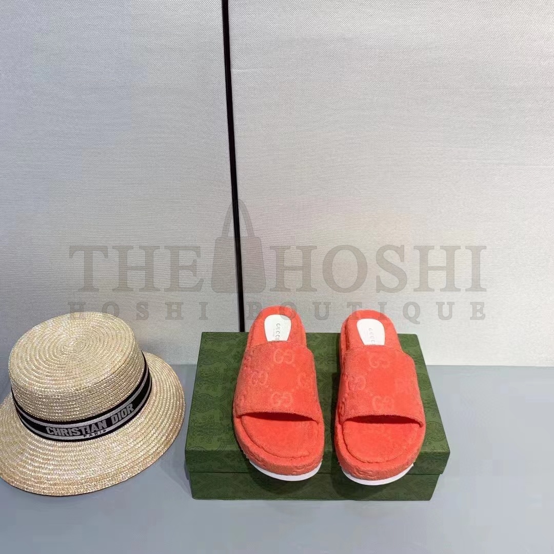 Gvc*1 Unisex G2 Platform Sandals Orange G2 Cotton Sponge Rubber Sole 3 Cm heel Master Quality