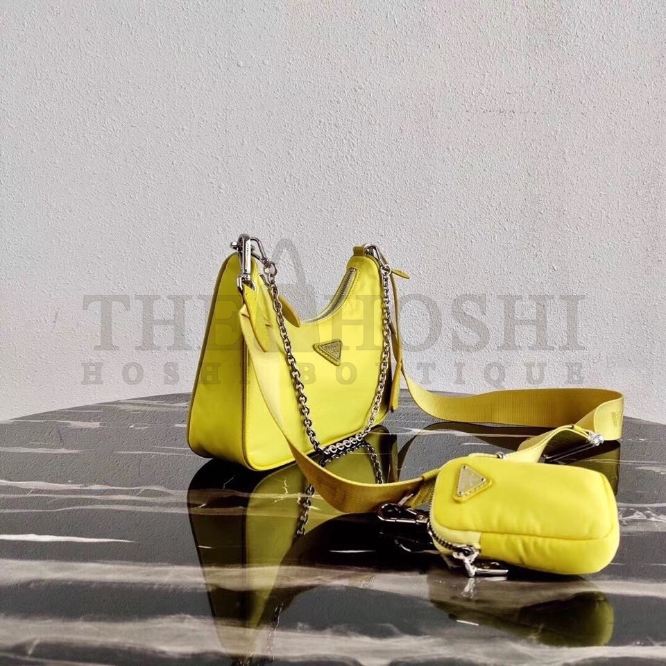Pra*a Pineapple Yellow Nylon Re-Edition 2005 Shoulder Bag Master Quality
