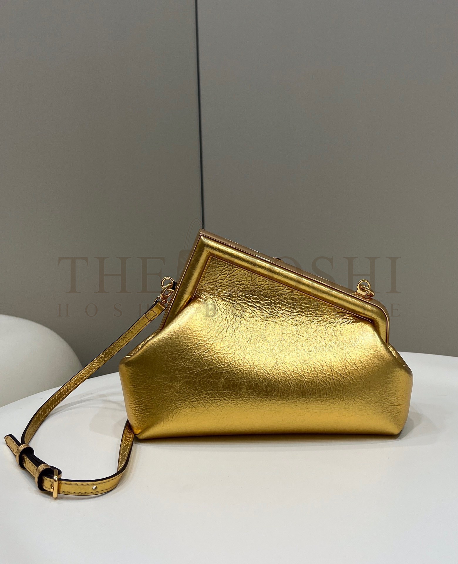 F**di First Small Bag In Gold Laminated Leather Master Quality