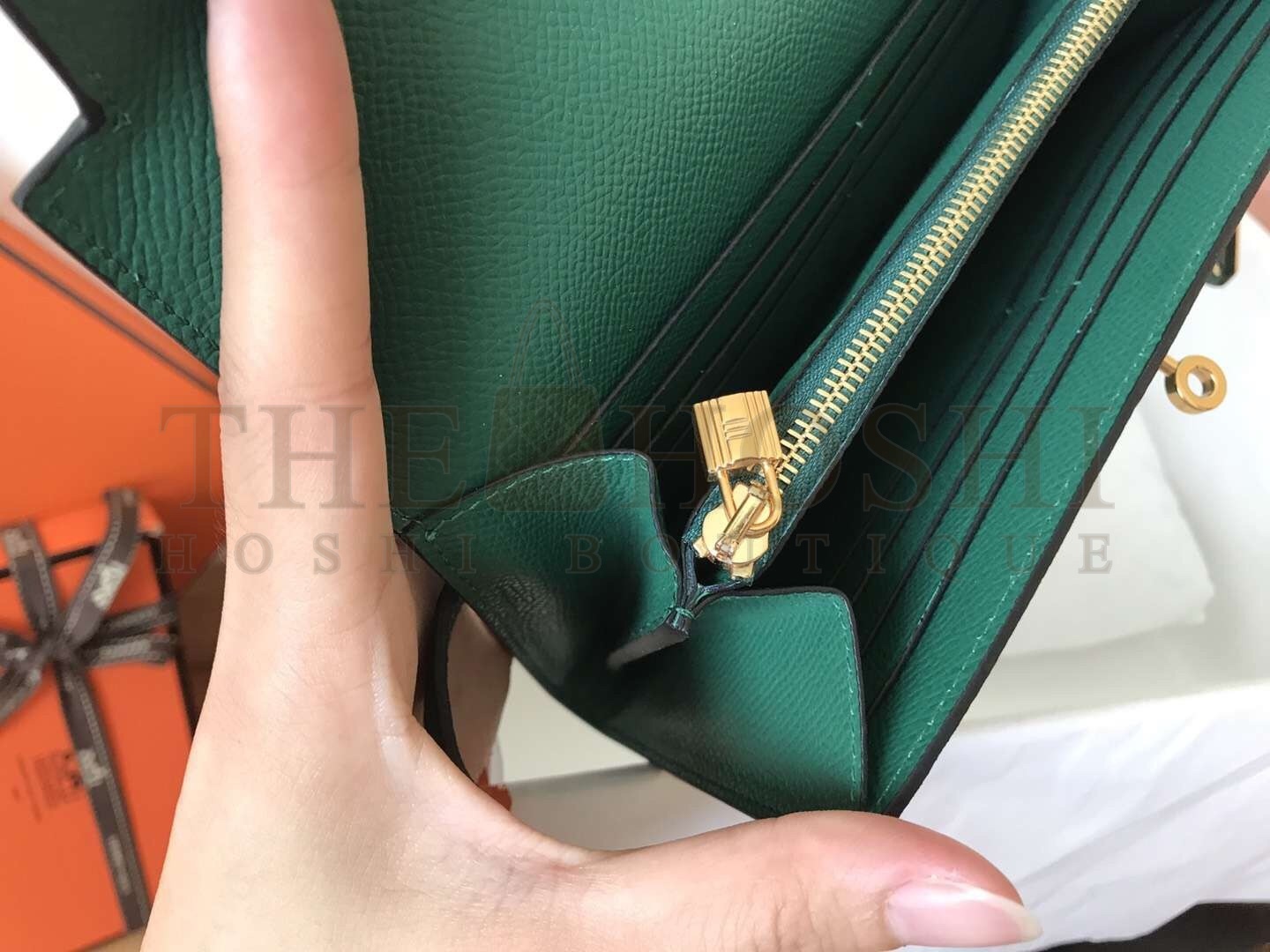 H**me5 Kelly Classic Long Wallet In Malachite Epsom Leather Master Quality