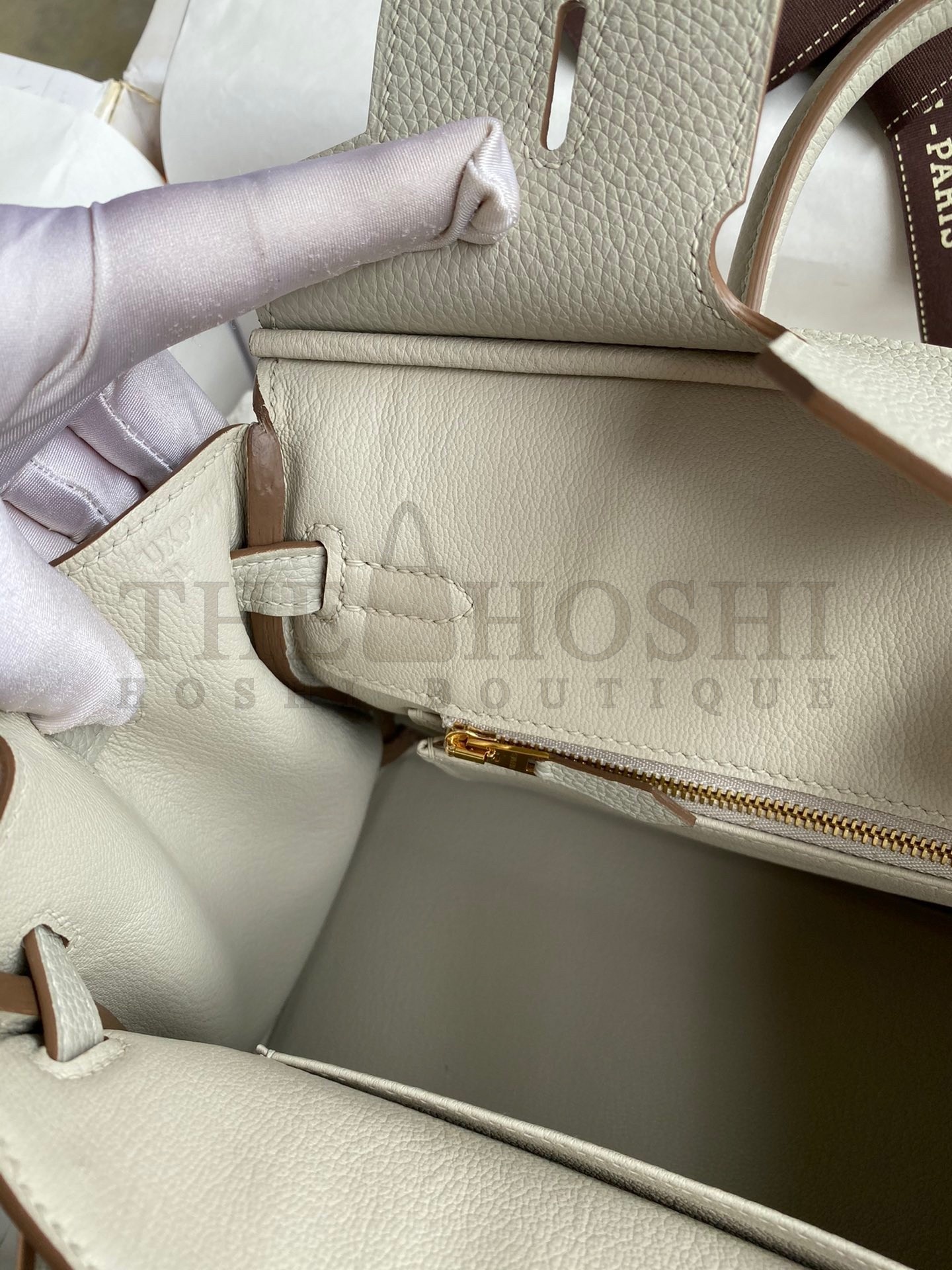 H**me5 Birkin 25 Retourne Handmade Bag In Pearl Grey Clemence Leather Master Quality