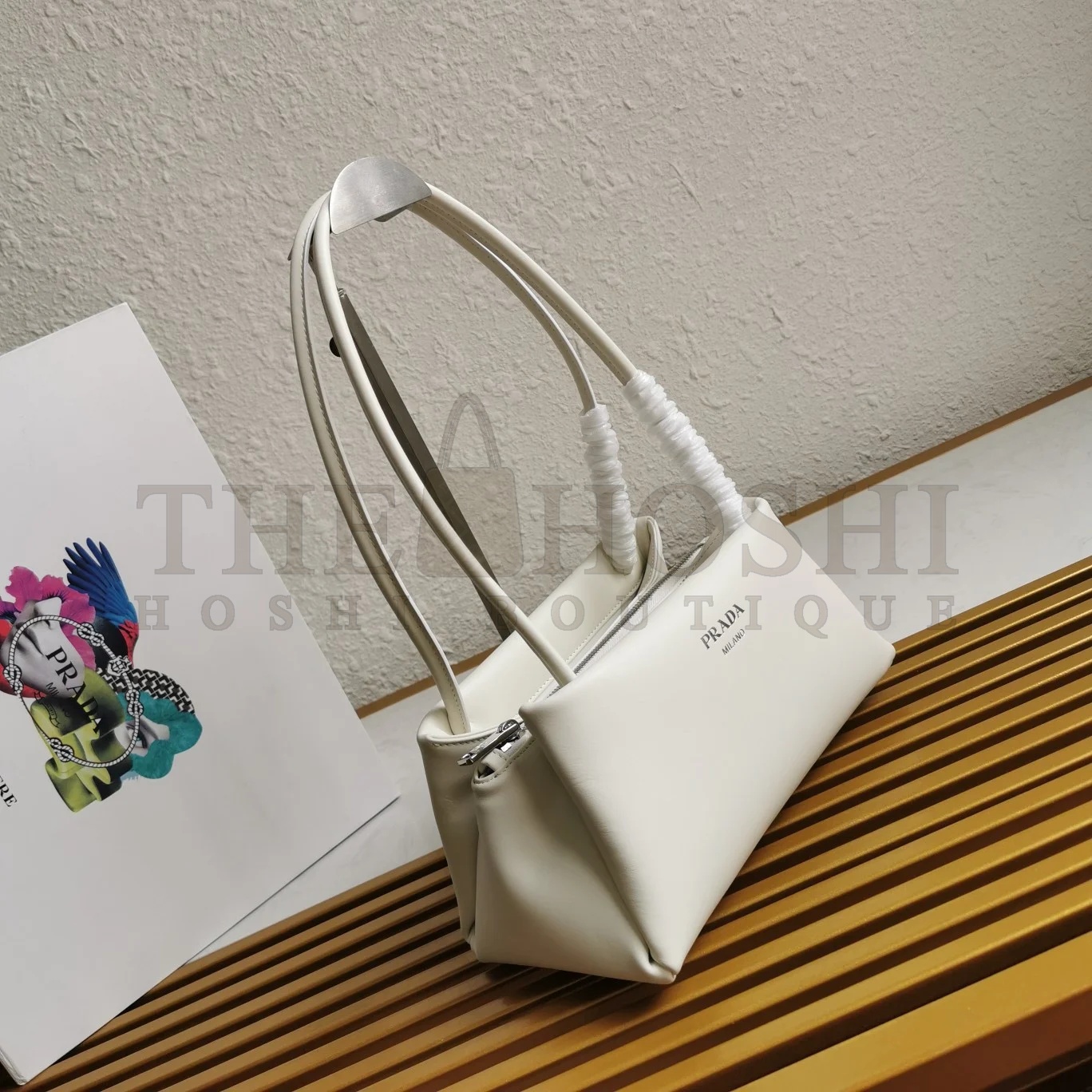 Pra*a S*pernova Small Shoulder Bag In White Calfskin Master Quality