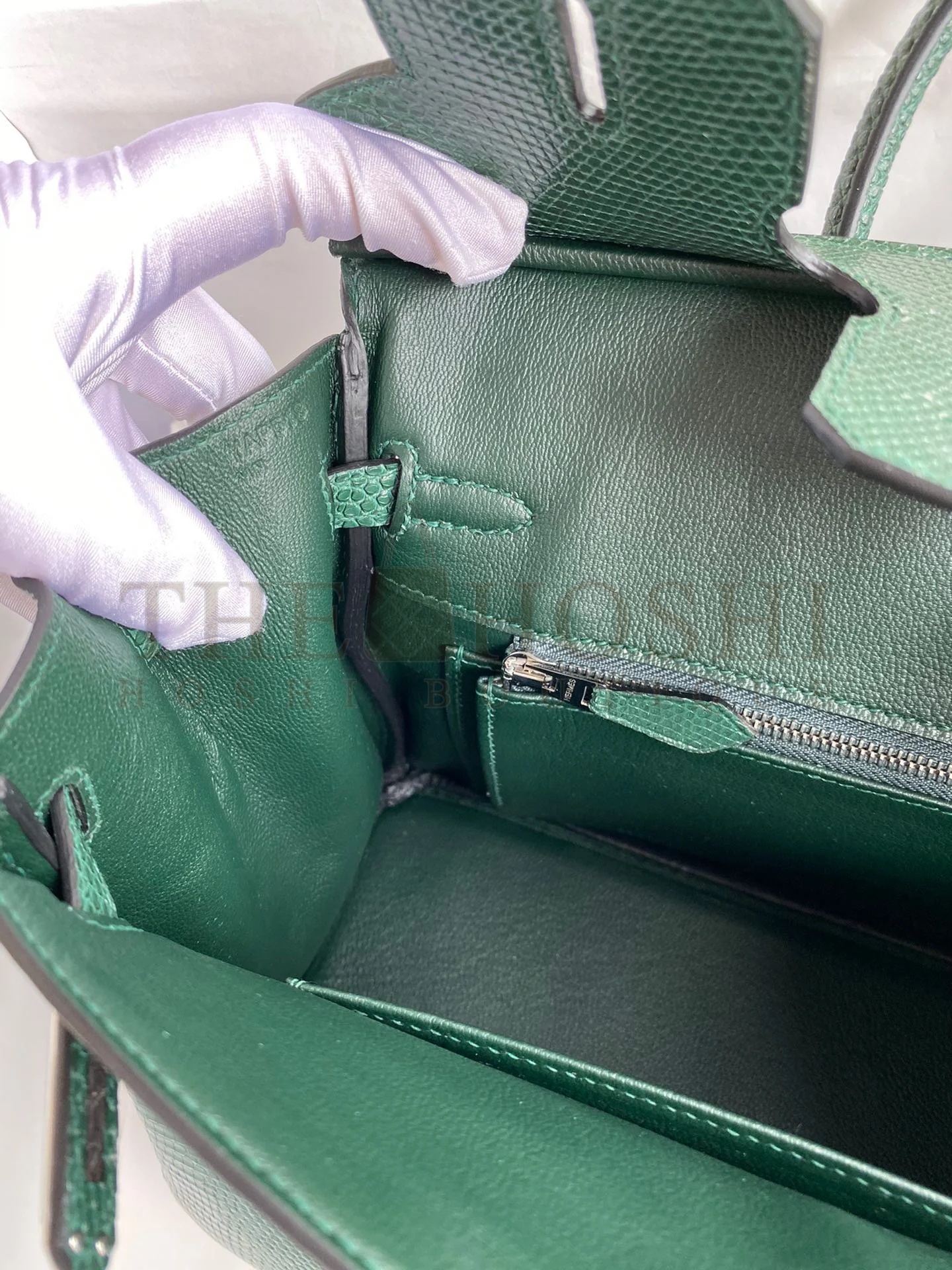 H**me5 Birkin 25 Retourne Handmade Bag In Malachite Lizard Leather Master Quality
