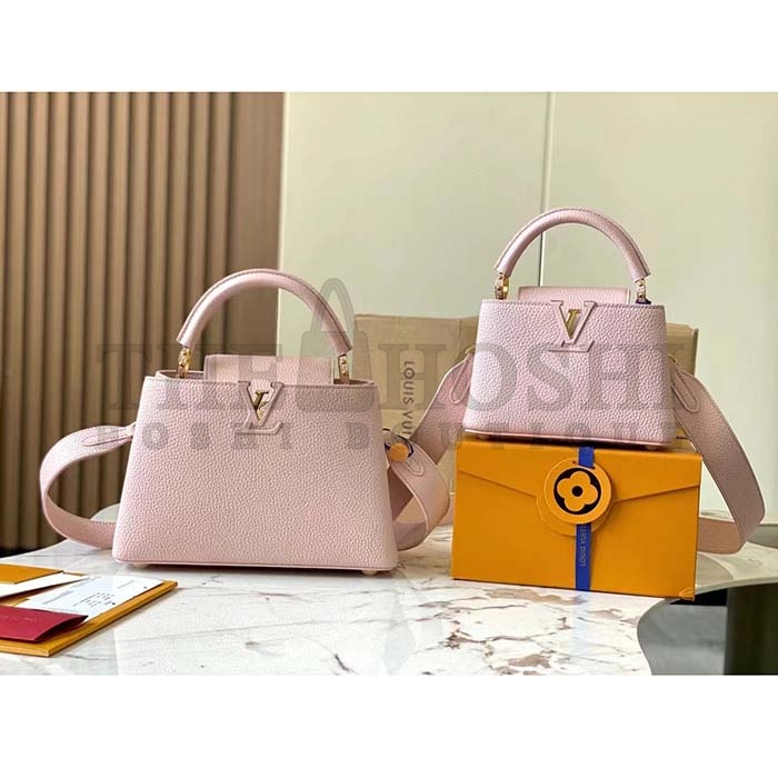 L0vis Vvtt0n LV Women Capucines BB Handbag Galet Gray Taurillon Leather Master Quality