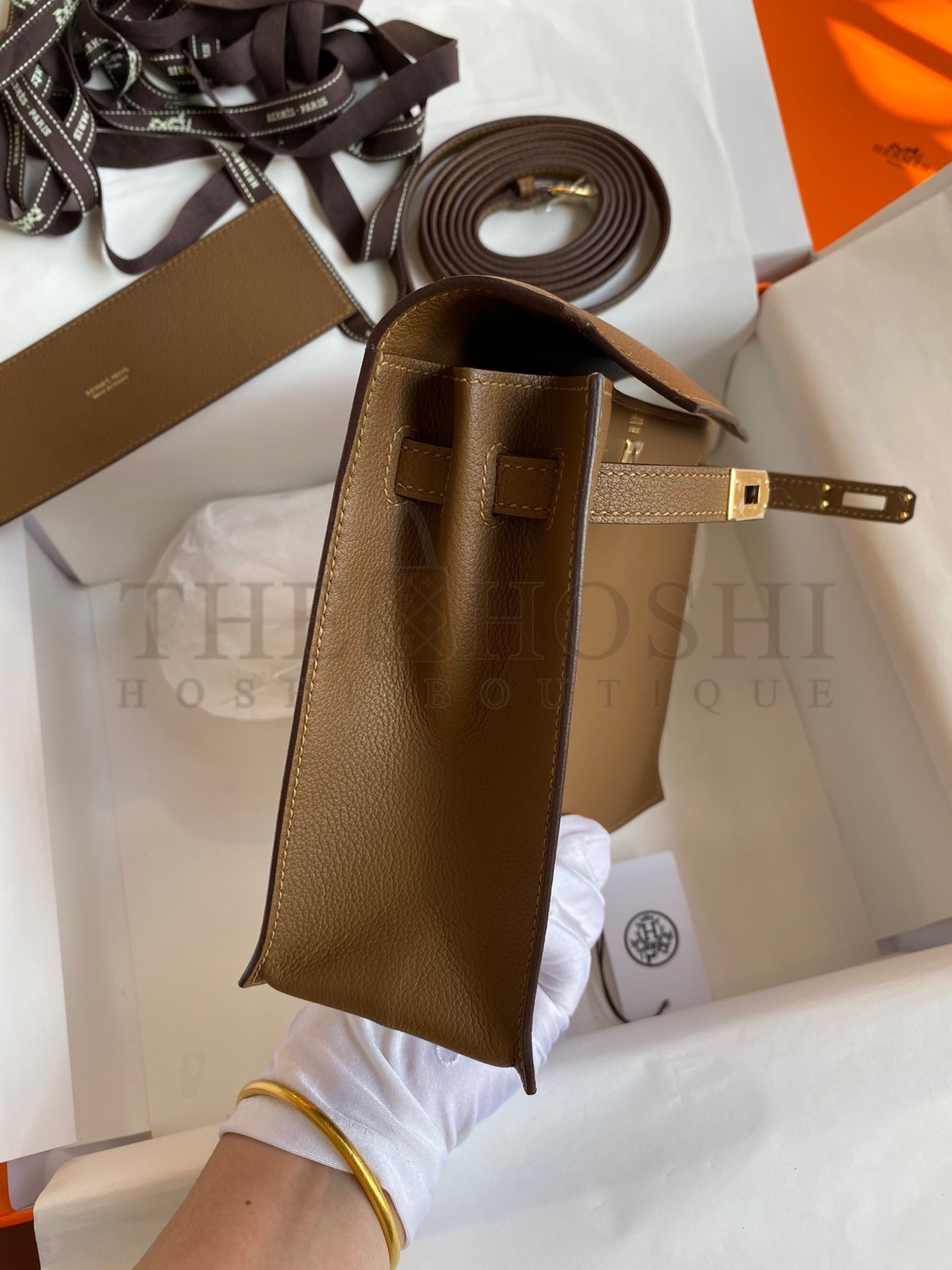 H**me5 Kelly Danse II Bag In Beige de Weimar Evercolor Calfskin Master Quality