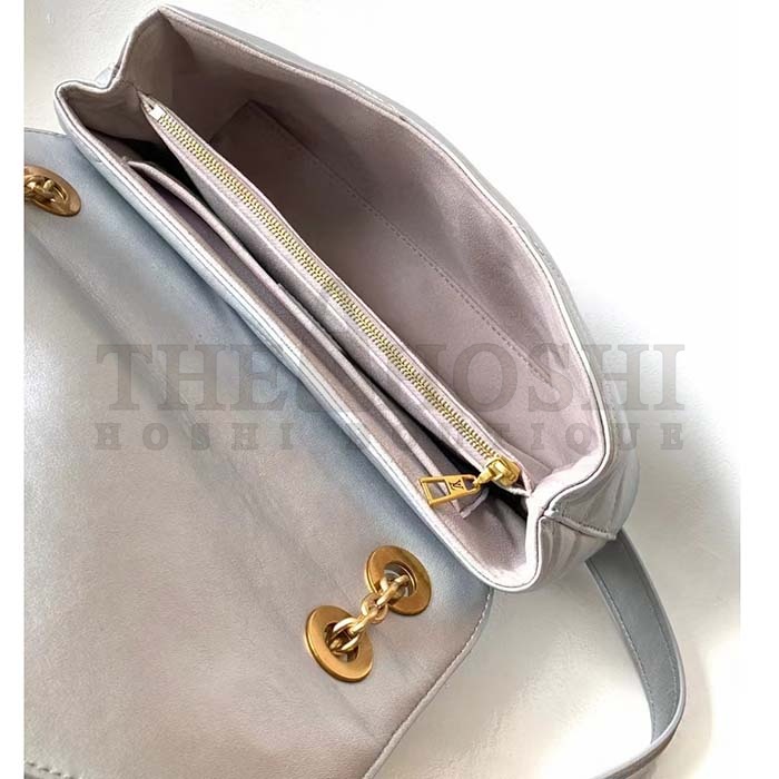 L0vis Vvtt0n LV Women New Wave Chain Bag MM Metallic Gray Quilted Cowhide Leather Master Quality