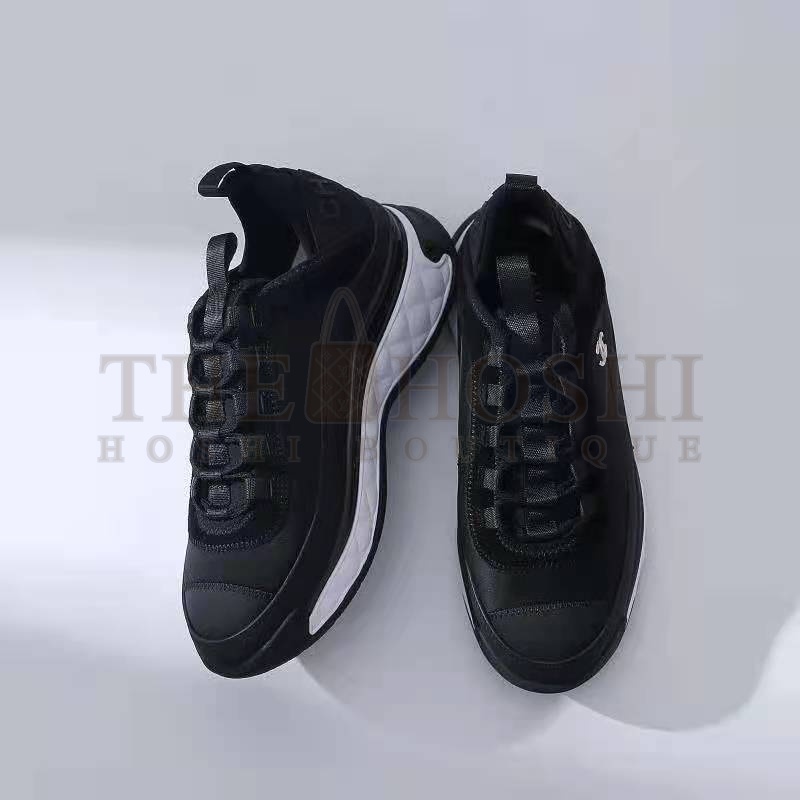 Ch**el Women Sneakers in Velvet Calfskin & Mixed Fibers 1 cm Heel-Black Master Quality