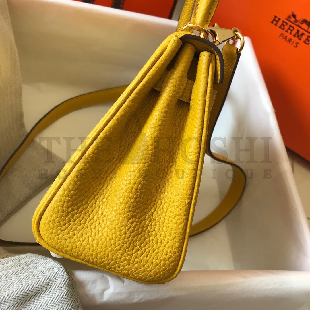 H**me5 Kelly 20cm Bag In Yellow Clemence Leather GHW Master Quality