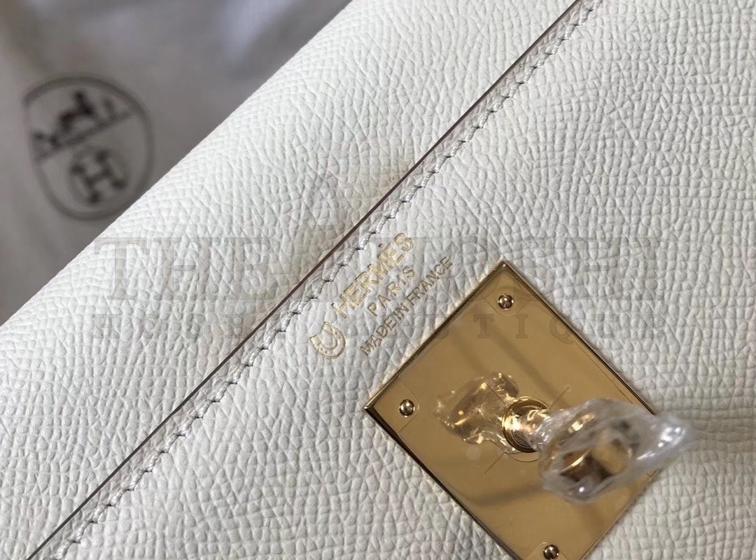 H**me5 Bi-color Kelly 32cm Epsom Bag White/Taupe GHW Master Quality
