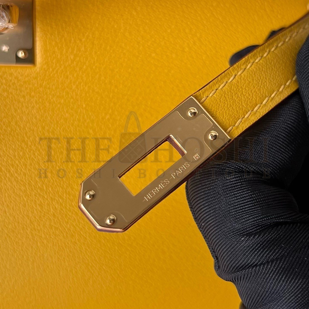 H**me5 Kelly Pochette Handmade Bag In Jaune Ambre Swift Calfskin Master Quality