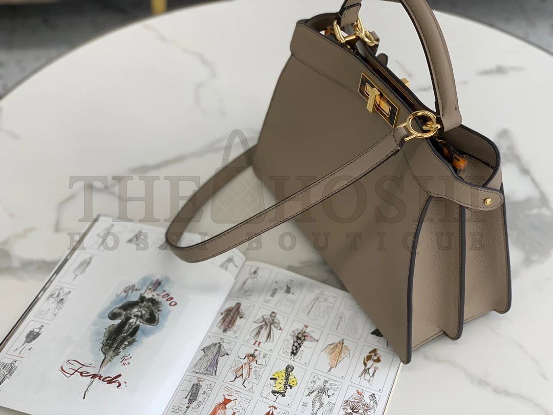 F**di Peekaboo ISeeU Medium Bag In Grey Calfskin Master Quality