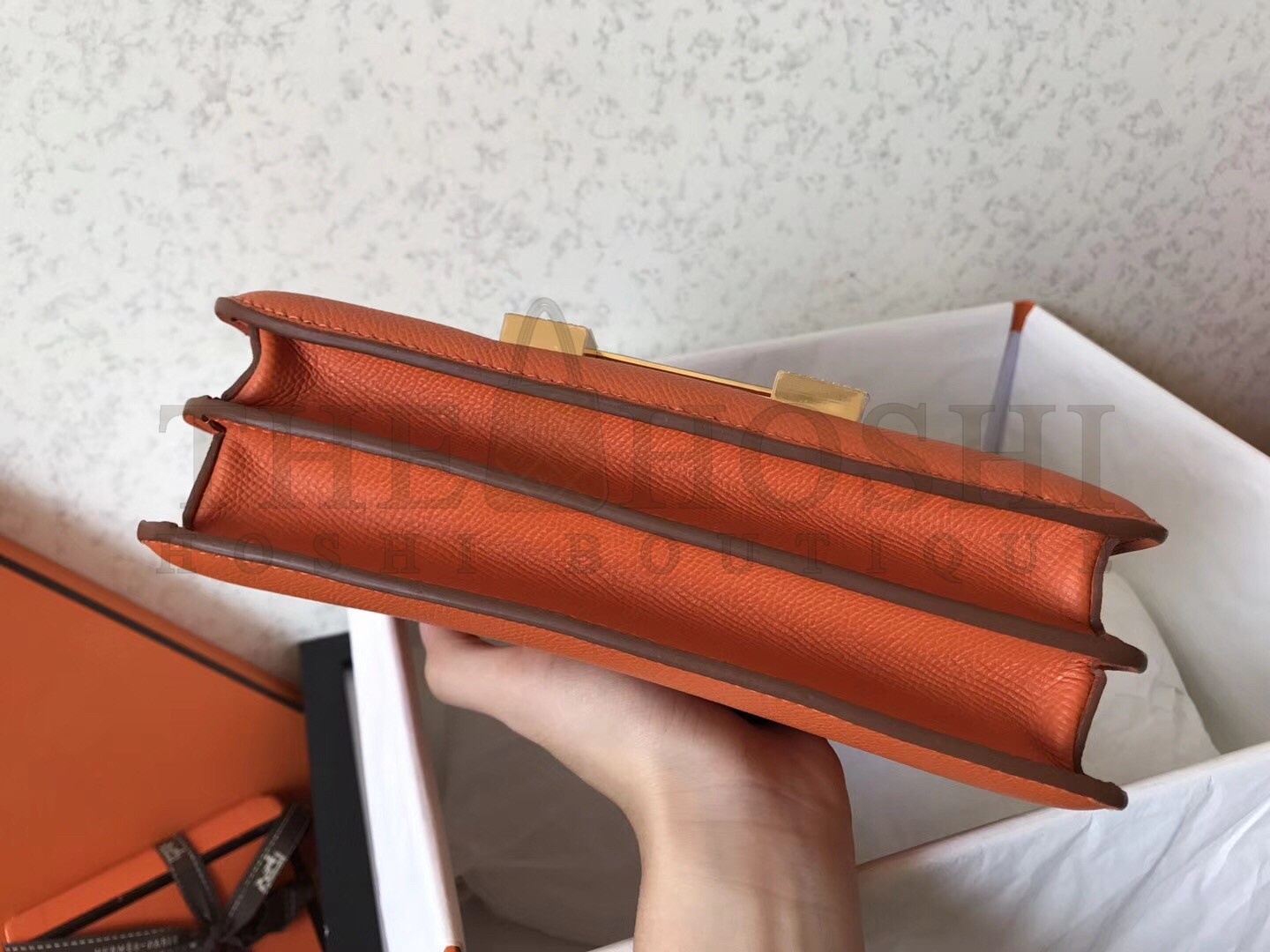 H**me5 Epsom Constance 24cm Orange Handmade Bag Master Quality