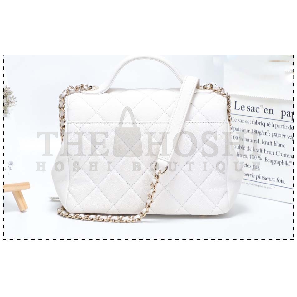 Ch**el Women Flap Bag with Top Handle in Grained Calfskin Leather-White Master Quality