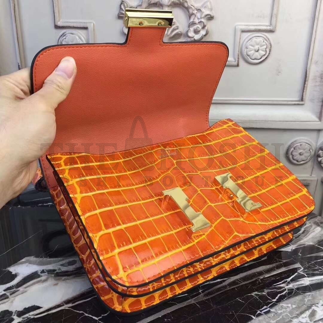 H**me5 Orange Constance MM 24cm Crocodile Bag Master Quality