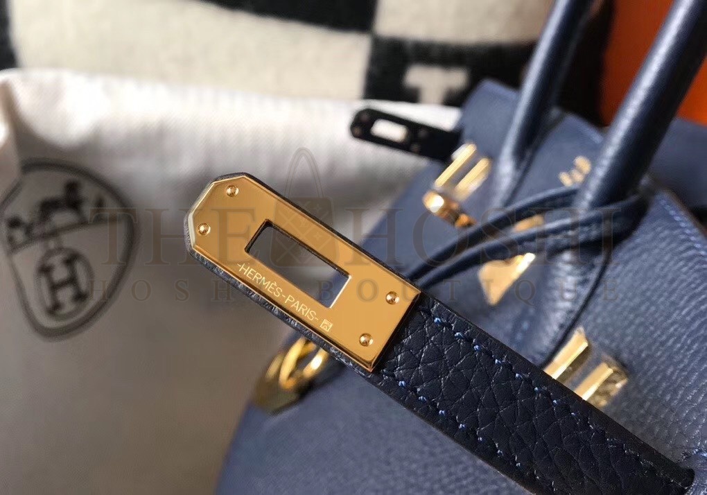 H**me5 Birkin 25 Bag In Navy Blue Clemence Leather with GHW Master Quality