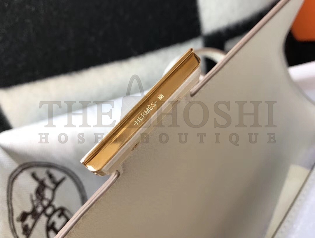 H**me5 Constance 24cm Bag In White Embossed Crocodile Master Quality