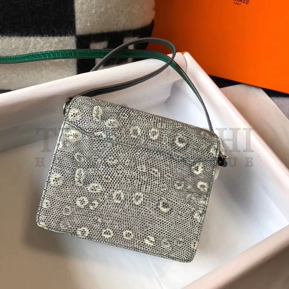 H**me5 Roulis Mini Bag In Green Crocodile With Natural Lizard Master Quality