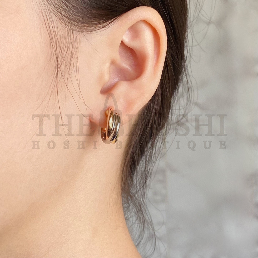 Ca*t1er Triple Hoop Tri-color Stud Earrings Master Quality
