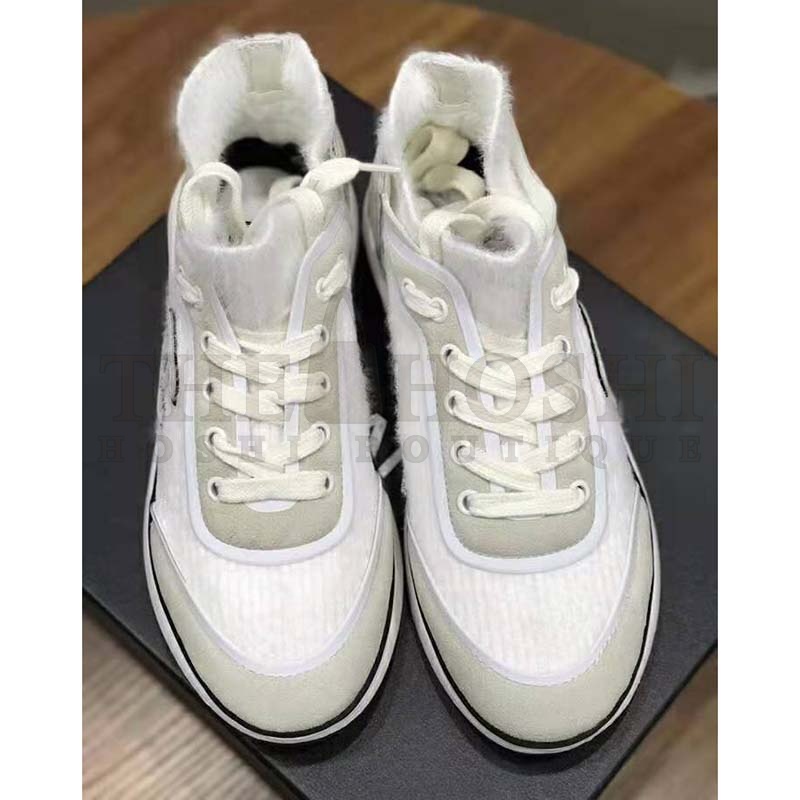 Ch**el Women Velvet Calfskin & Mixed Fibers Sneakers-Grey Master Quality