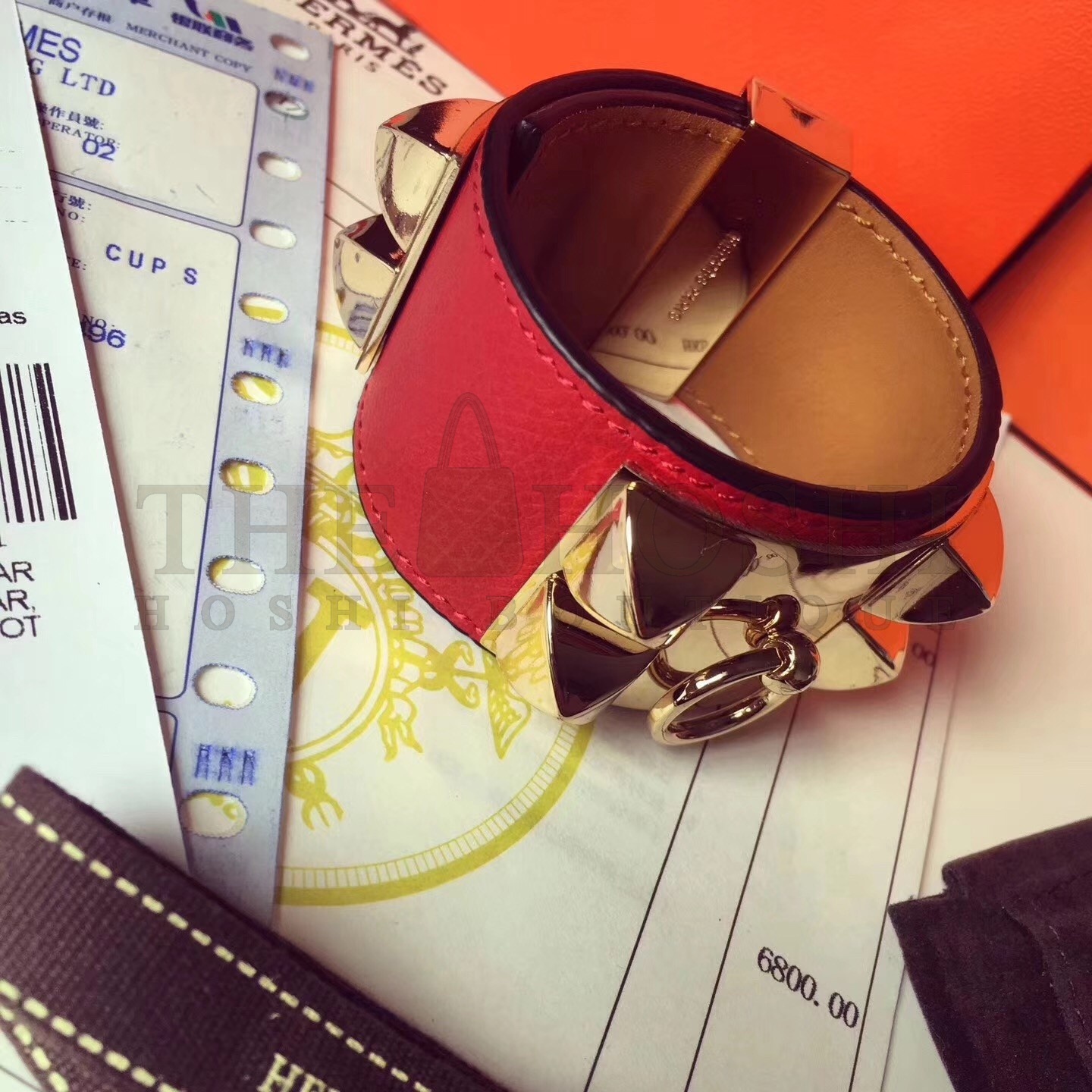 H**me5 Red Epsom Collier de Chien Bracelet Size S Master Quality