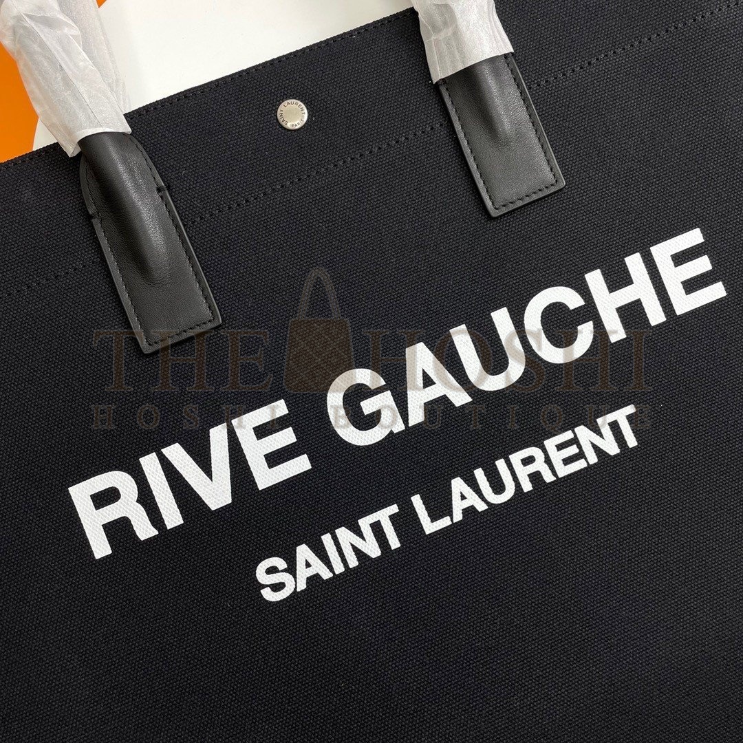 Sa1nt Lau*nt Rive Gauche Tote Bag in Black Linen and Leather Master Quality