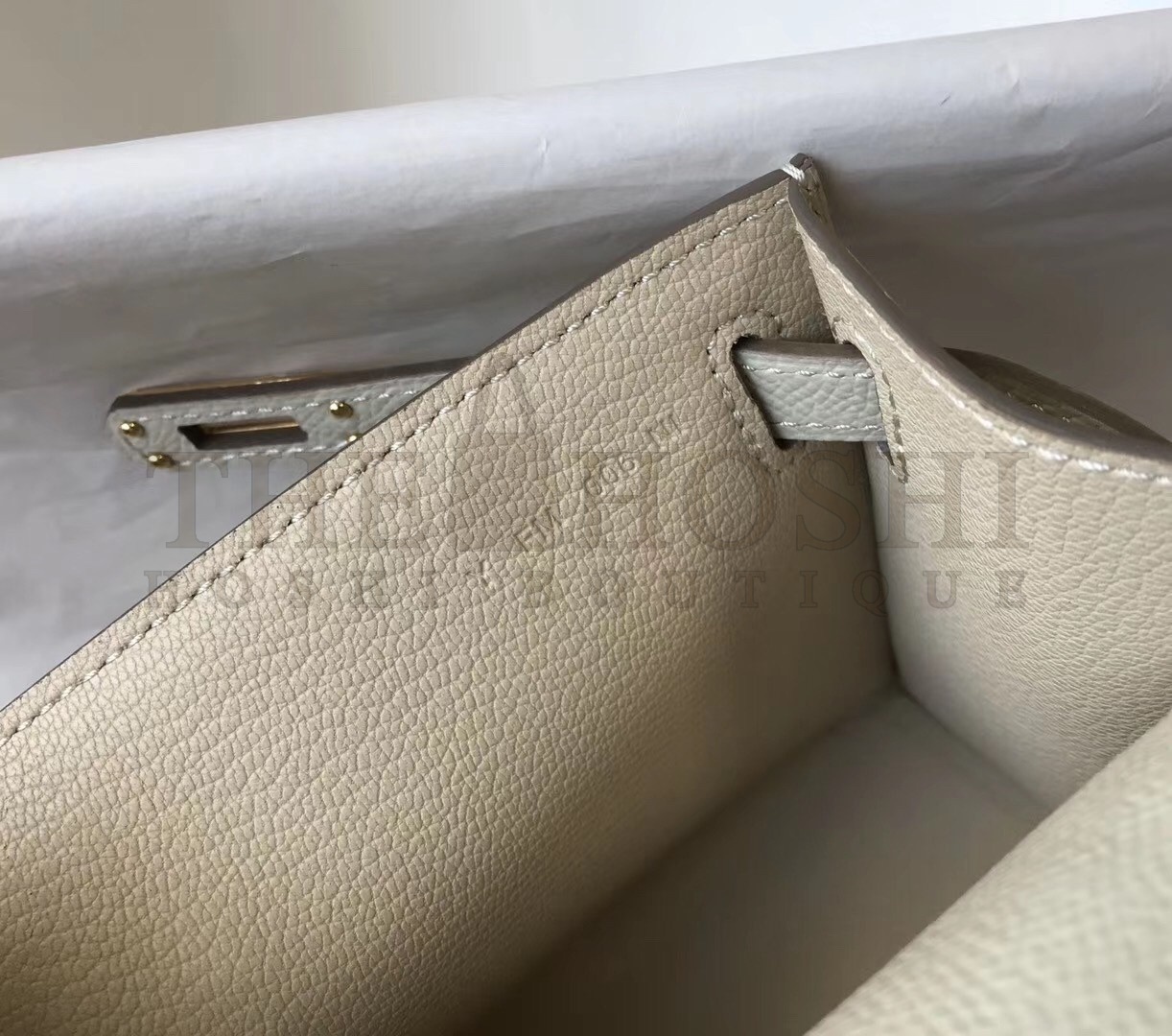 H**me5 Kelly Pochette Bag In White Epsom Leather Master Quality