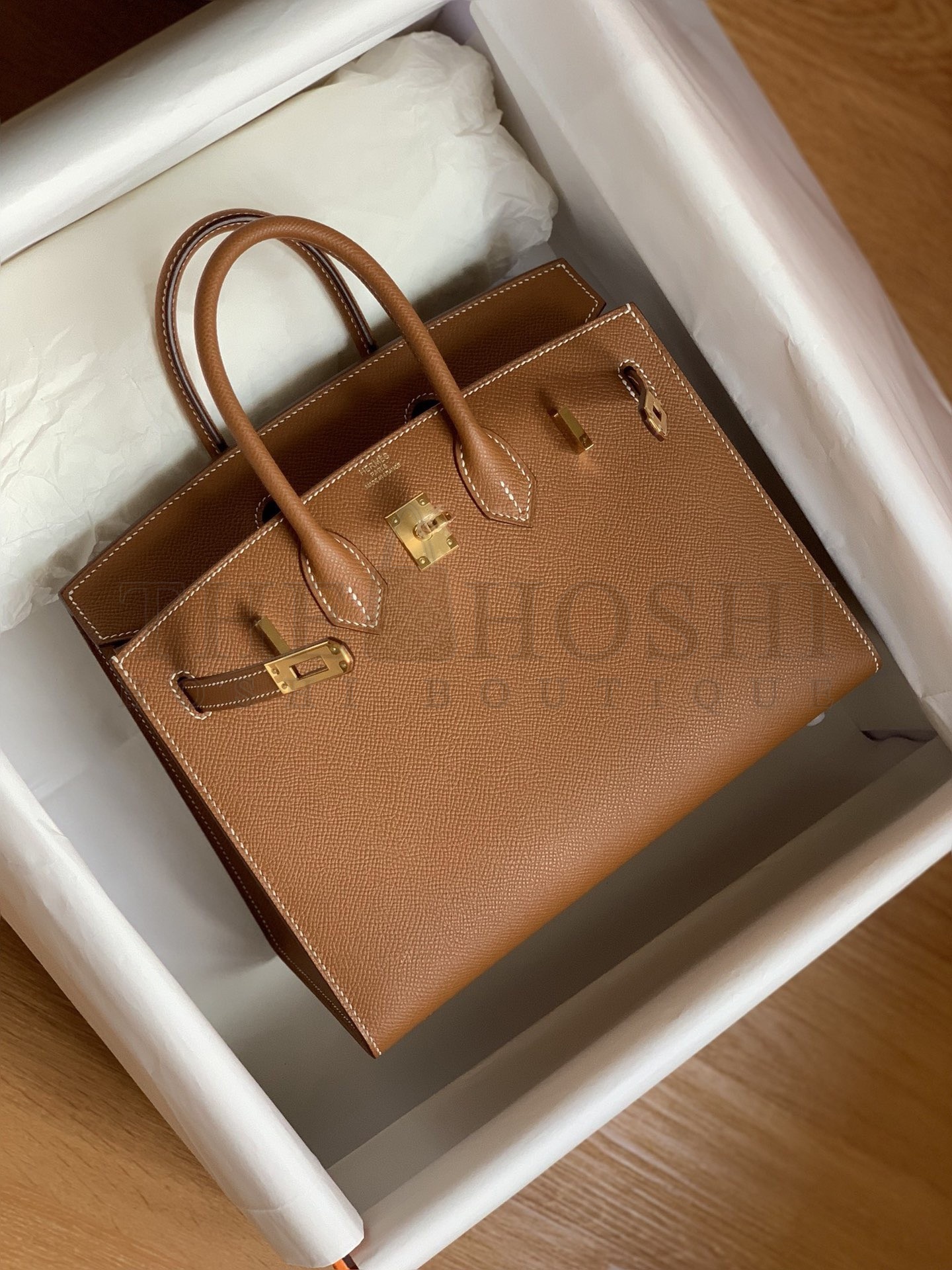 H**me5 Birkin 25/30 Sellier Handmade Bag In Gold Epsom Calfskin Master Quality