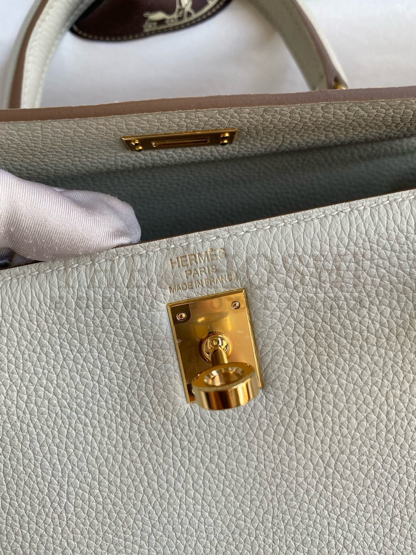 H**me5 Kelly Retourne 25 Handmade Bag In Beton Clemence Leather Master Quality