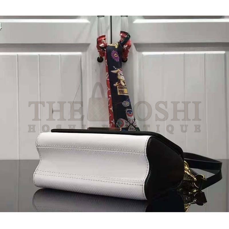 L0vis Vvtt0n LV Women Twist MM Handbag White Epi Smooth Grained Leather Master Quality