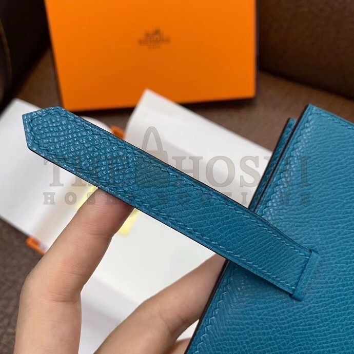 H**me5 Bearn Compact Wallet In Blue Izmir Epsom Leather Master Quality