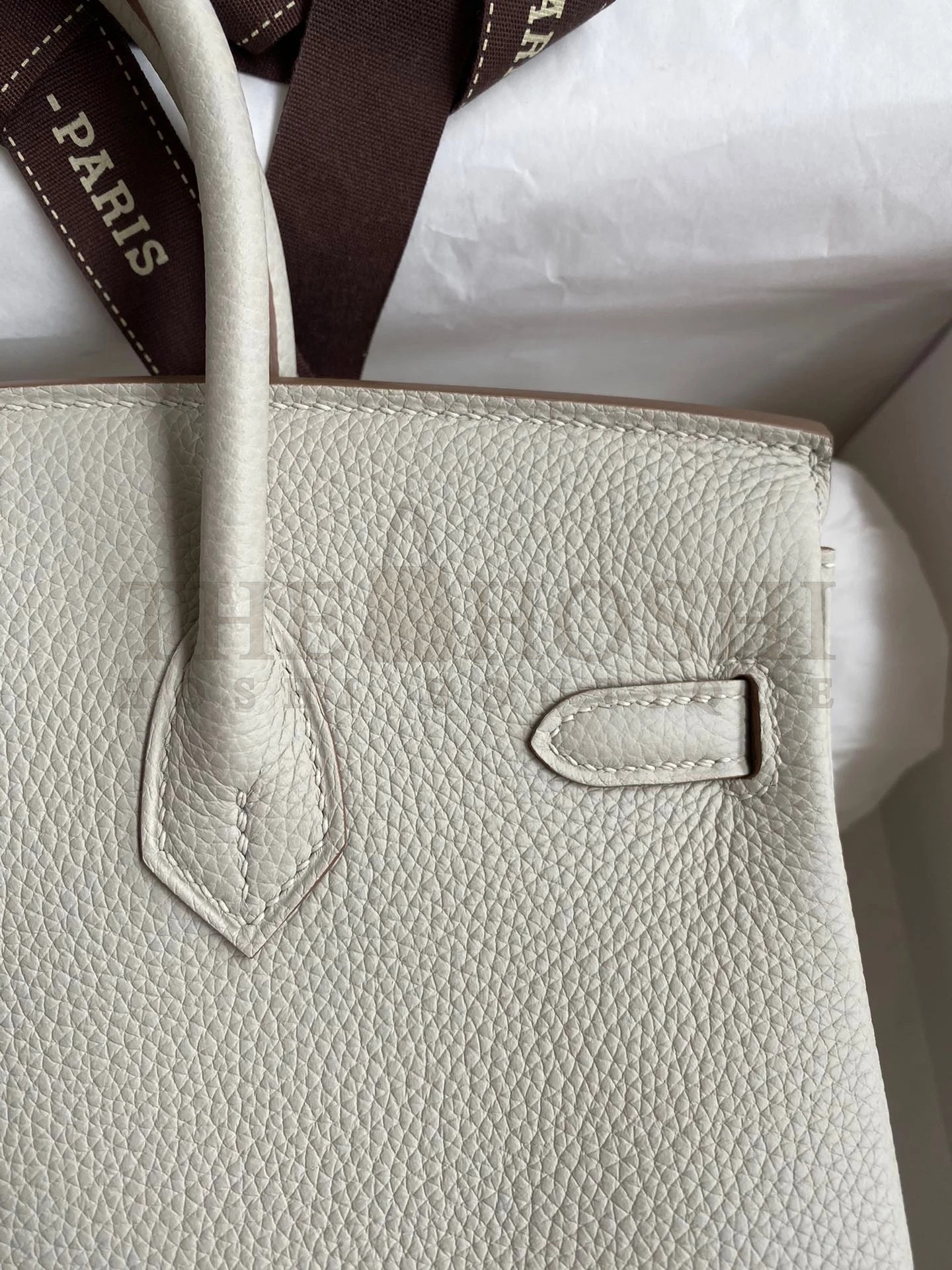 H**me5 Birkin 25 Retourne Handmade Bag In Pearl Grey Clemence Leather Master Quality