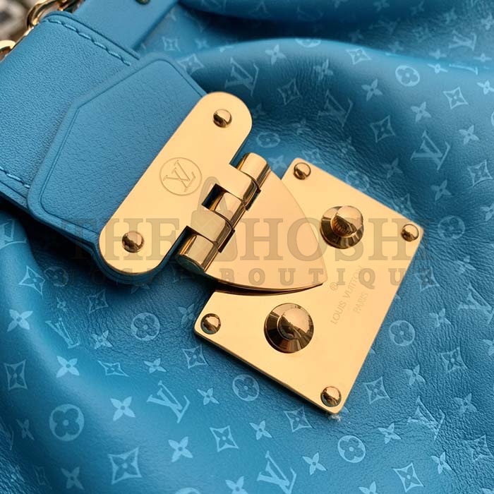L0vis Vvtt0n LV Women Monogram Clutch Blue Calfskin Leather S-Lock Master Quality