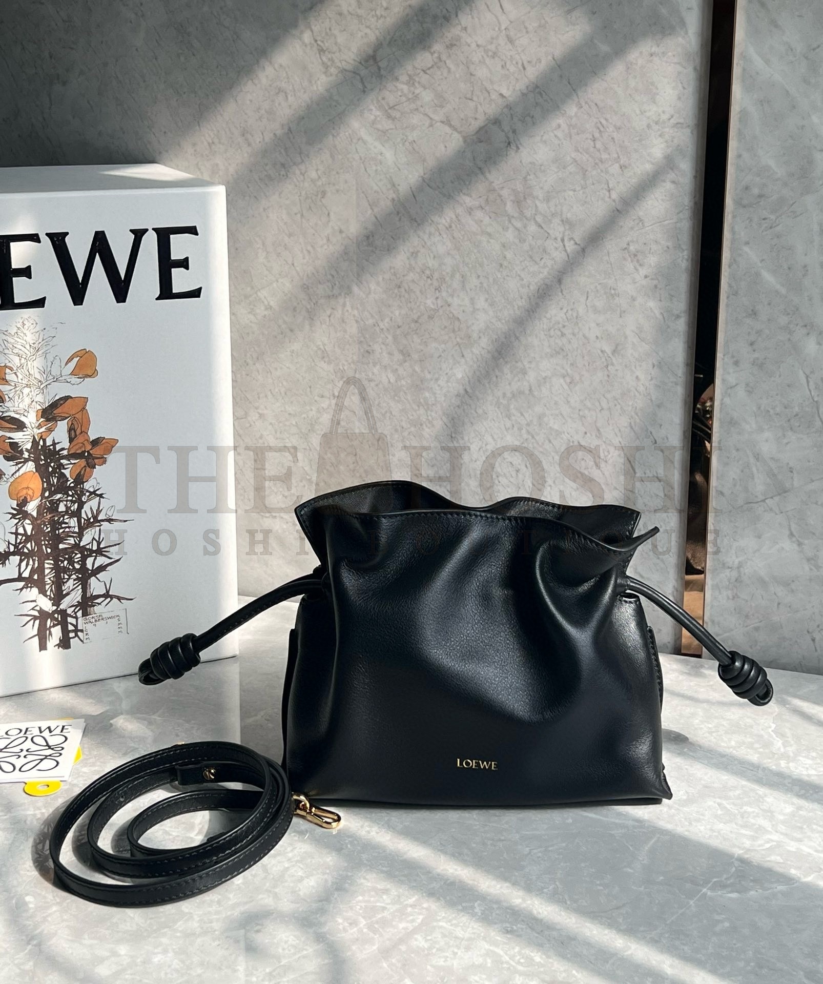 L0ew* Mini Flamenco Clutch Bag in Black Nappa Calfskin Master Quality