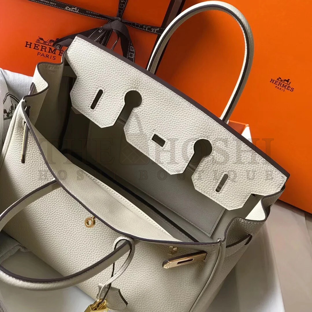 H**me5 Birkin 35 Bag in Beton Clemence Leather with GHW Master Quality