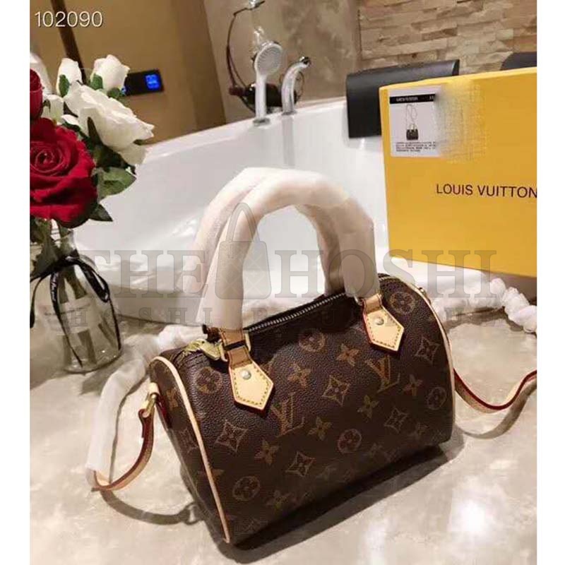 L0vis Vvtt0n LV Women Nano Speedy Bag in Monogram Coated Canvas-Brown top 1:1 qualtiy Master Quality