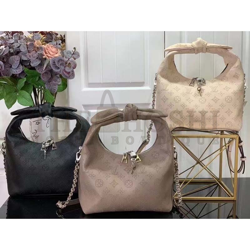 L0vis Vvtt0n LV Women Why Knot PM Handbag Cream Beige Perforated Mahina Calf Leather Master Quality