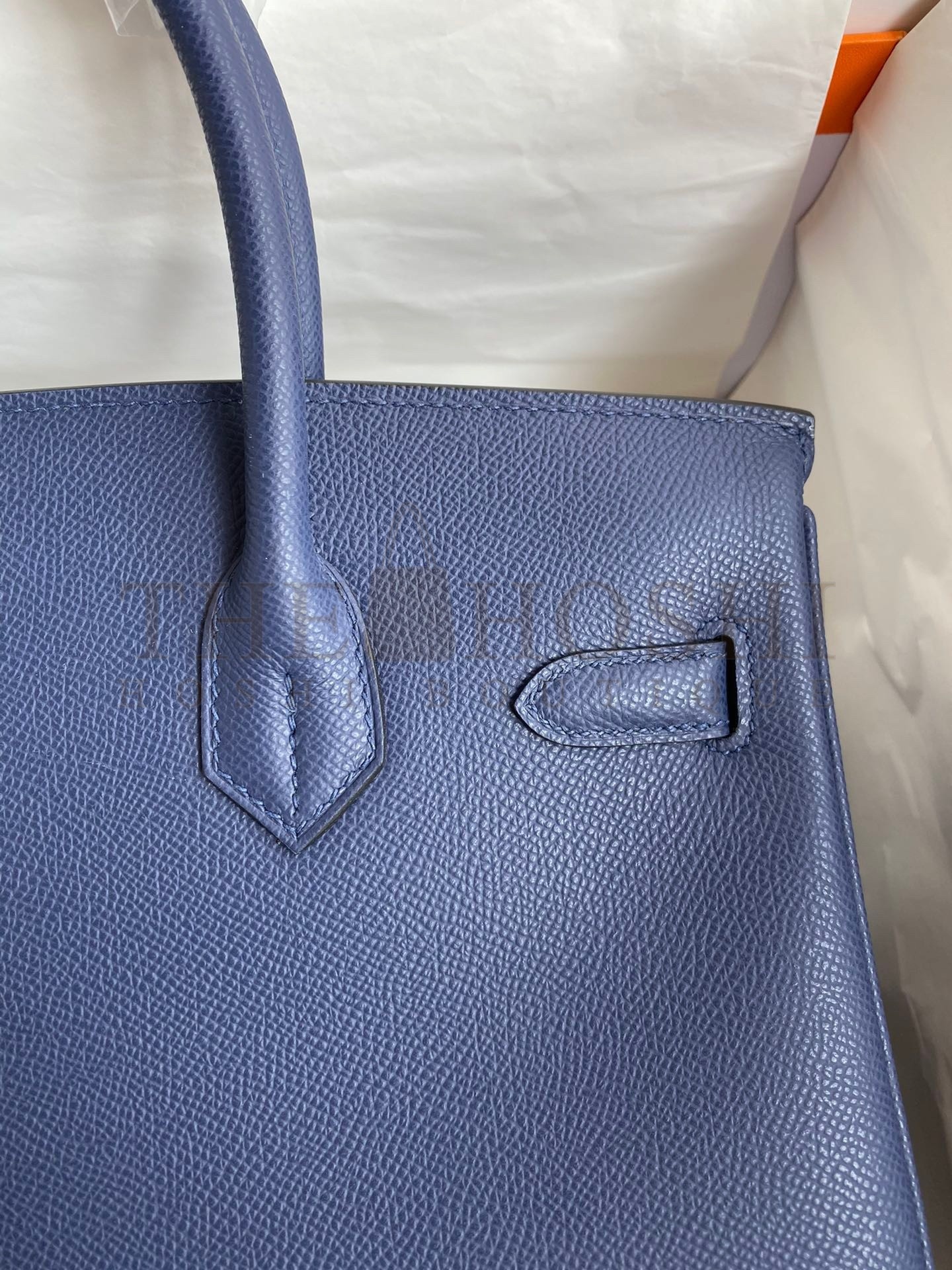 H**me5 Birkin 30 Retourne Handmade Bag In Blue Saphir Epsom Calfskin Master Quality